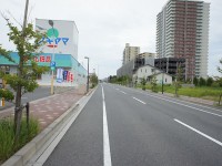 まっすぐ延びる道（米野木駅方面）