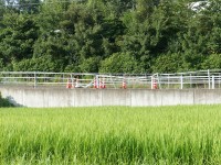 ガードレールがつぶれてる